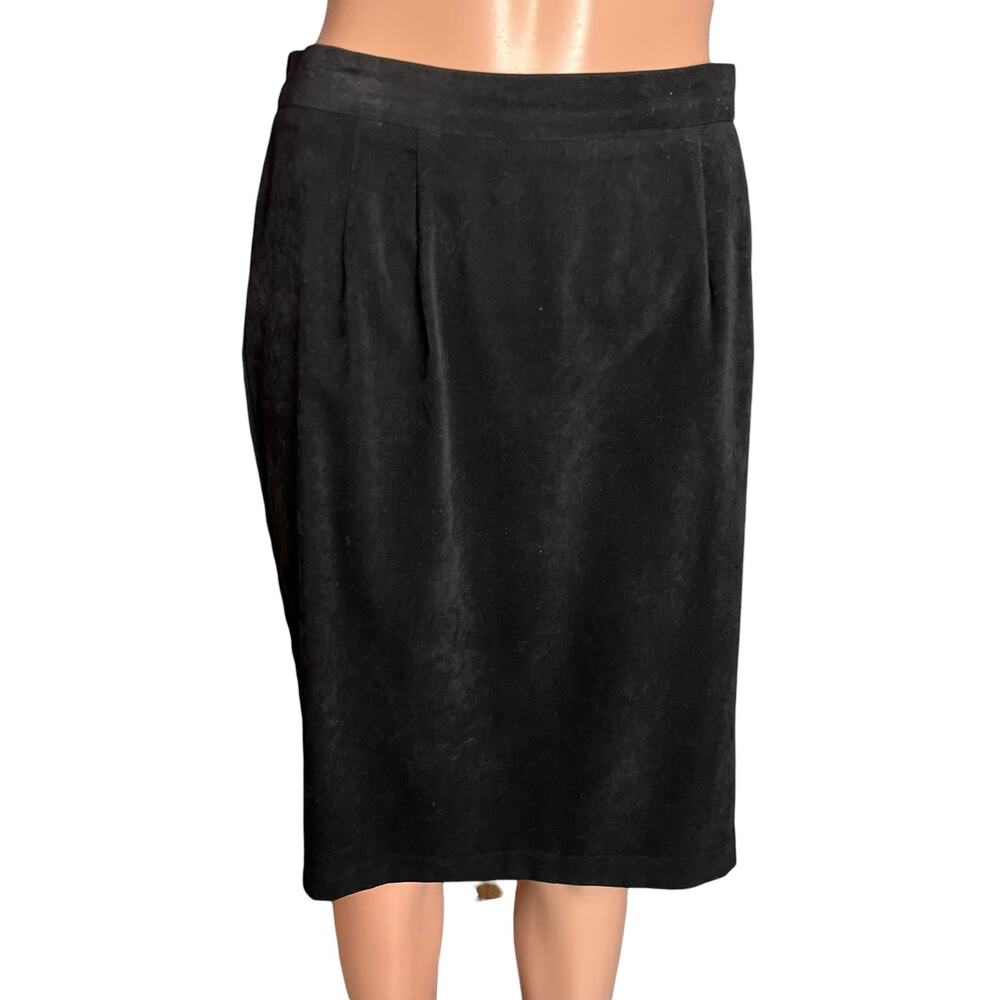 R & K Originals Petite Skirt 8P Vintage 90s Black Minimalist Career Wear Luxe